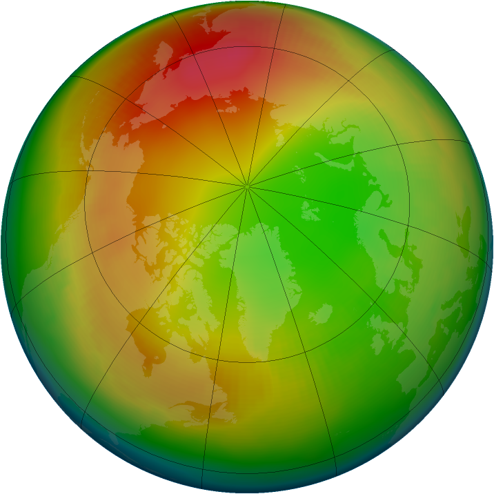 Arctic ozone map for January 1982